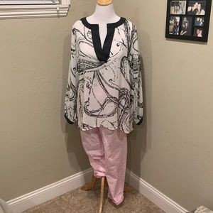 Lane Bryant White and Black Blouse